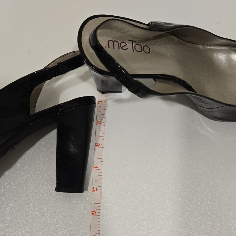 Me Too Glossy Black Slingback Heels - Picture 3 of 13